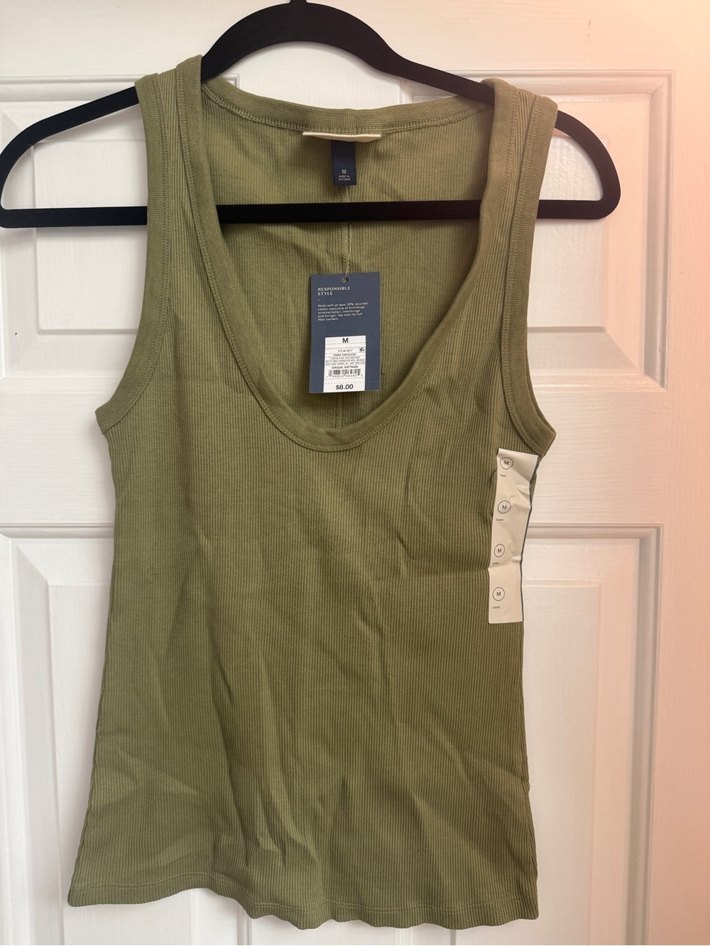 Universal Thread Olive Green Ribbed Scoop Neck Tank